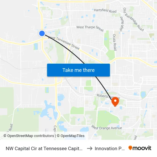 NW Capital Cir at Tennessee Capital Sb to Innovation Park map
