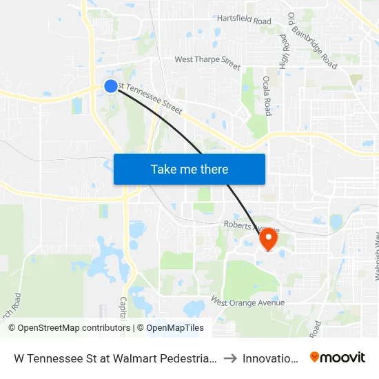 W Tennessee St at Walmart Pedestrian Crossing Eb to Innovation Park map