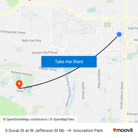 S Duval St at W Jefferson St Nb to Innovation Park map