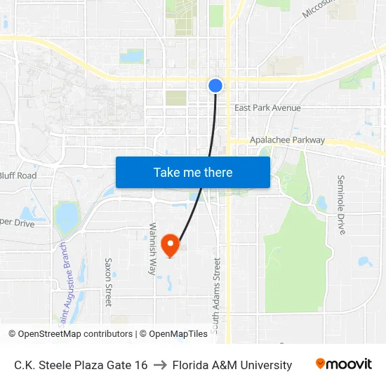 C.K. Steele Plaza Gate 16 to Florida A&M University map