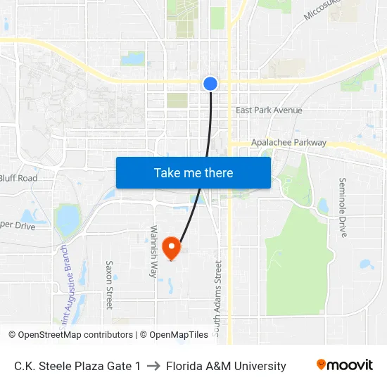 C.K. Steele Plaza Gate 1 to Florida A&M University map