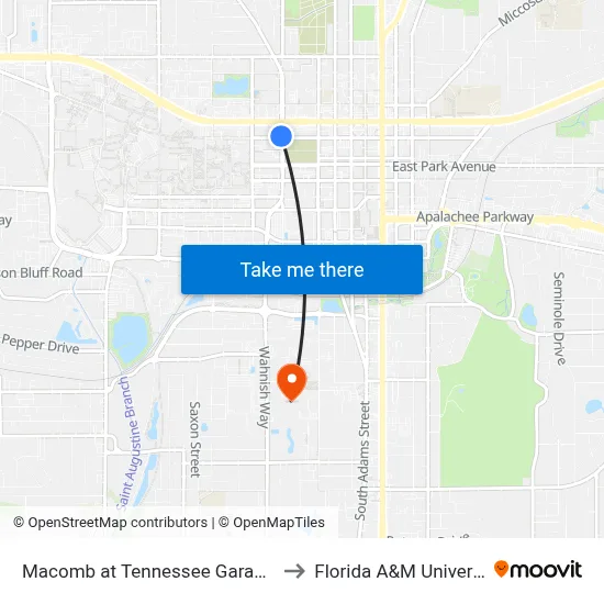 Macomb at Tennessee Garage Sb to Florida A&M University map