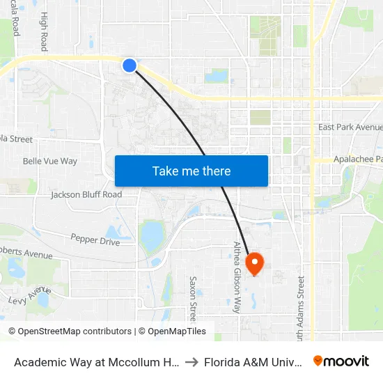 Academic Way at Mccollum Hall Wb to Florida A&M University map