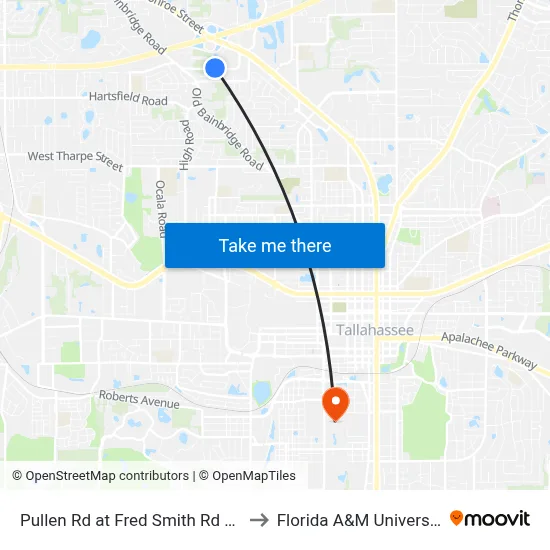 Pullen Rd at Fred Smith Rd Wb to Florida A&M University map