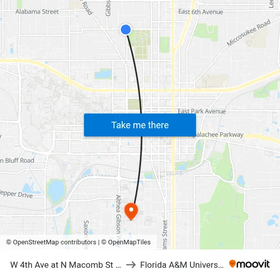 W 4th Ave at N Macomb St Eb to Florida A&M University map