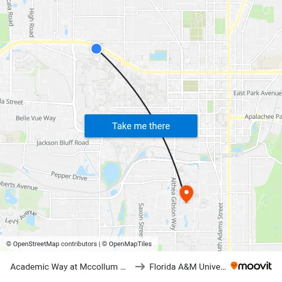 Academic Way at Mccollum Hall Eb to Florida A&M University map
