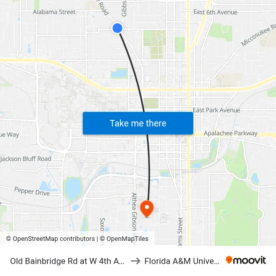 Old Bainbridge Rd at W 4th Ave Sb to Florida A&M University map