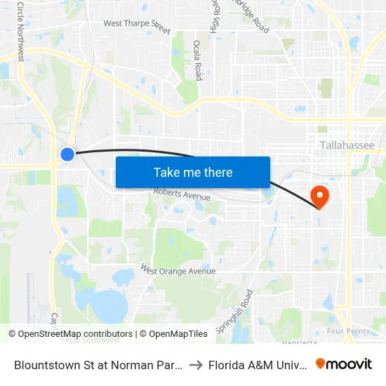 Blountstown St at Norman Park Dr Nb to Florida A&M University map