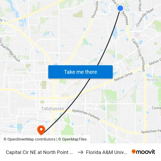 Capital Cir NE at North Point Blvd Sb to Florida A&M University map