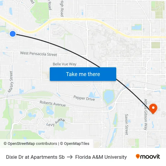 Dixie Dr at Apartments Sb to Florida A&M University map