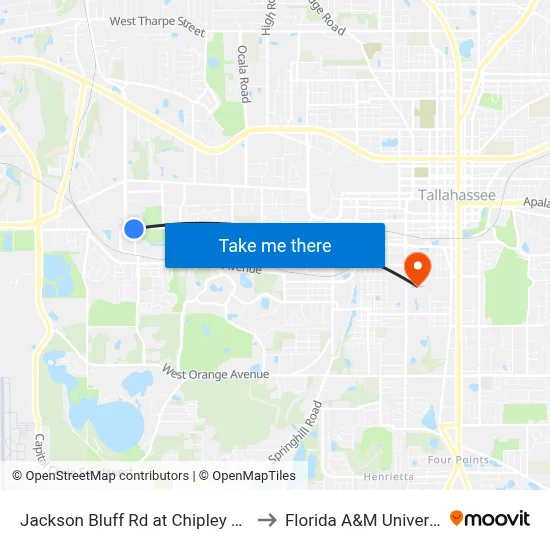 Jackson Bluff Rd at Chipley St Eb to Florida A&M University map