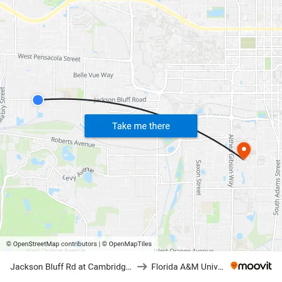 Jackson Bluff Rd at Cambridge Dr Eb to Florida A&M University map