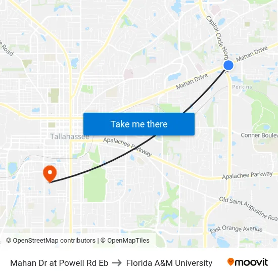 Mahan Dr at Powell Rd Eb to Florida A&M University map