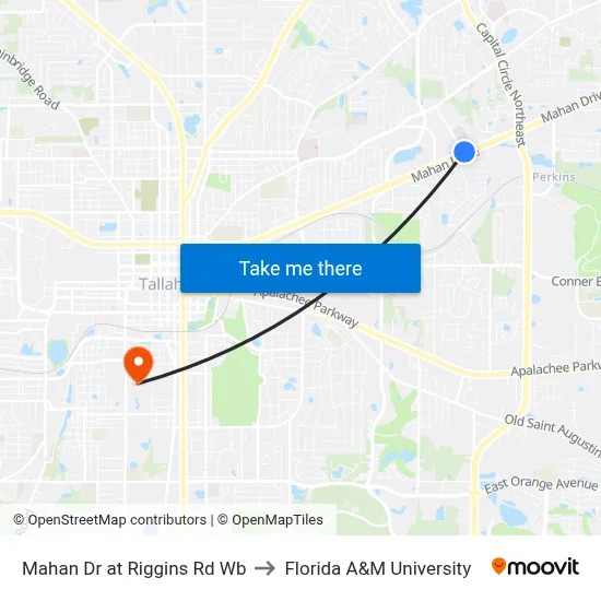 Mahan Dr at Riggins Rd Wb to Florida A&M University map