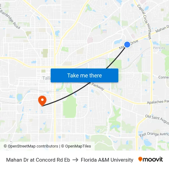 Mahan Dr at Concord Rd Eb to Florida A&M University map