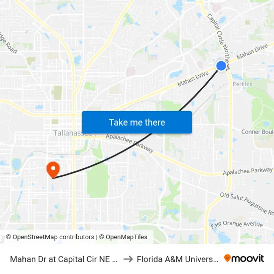 Mahan Dr at Capital Cir NE Eb to Florida A&M University map