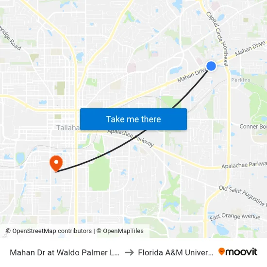 Mahan Dr at Waldo Palmer Ln Eb to Florida A&M University map