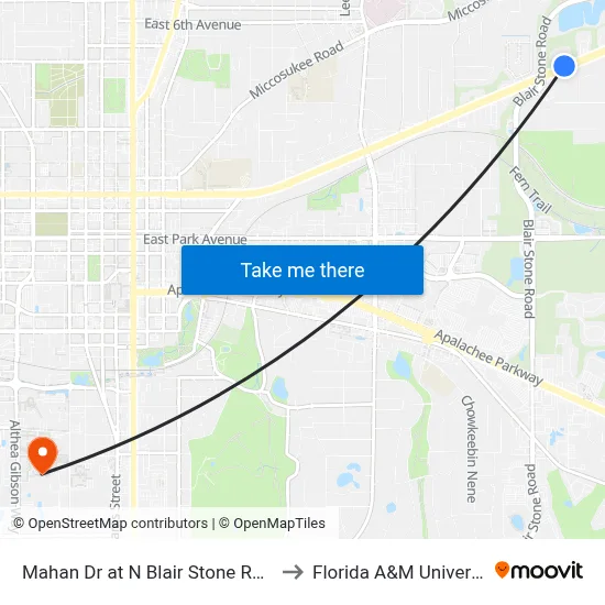 Mahan Dr at N Blair Stone Rd Wb to Florida A&M University map