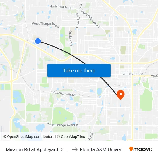 Mission Rd at Appleyard Dr Wb to Florida A&M University map
