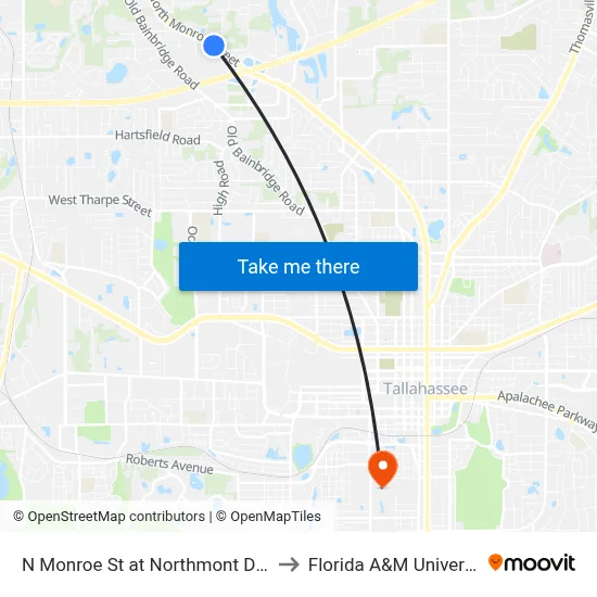 N Monroe St at Northmont Dr Nb to Florida A&M University map