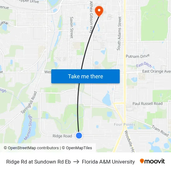 Ridge Rd at Sundown Rd Eb to Florida A&M University map