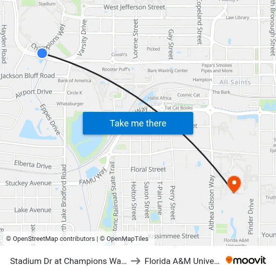 Stadium Dr at Champions Way Wb to Florida A&M University map