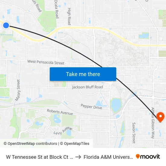 W Tennessee St at Block Ct Eb to Florida A&M University map