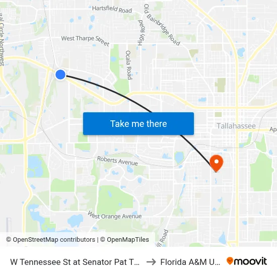 W Tennessee St at Senator Pat Thomas Blvd Wb to Florida A&M University map