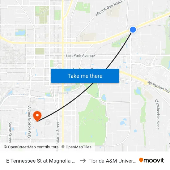 E Tennessee St at Magnolia Dr Eb to Florida A&M University map