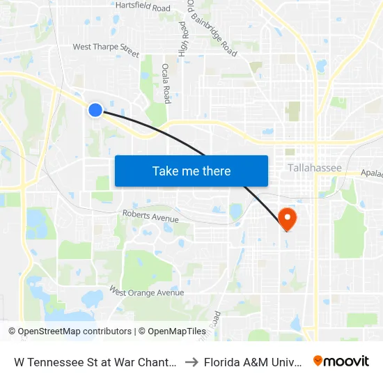 W Tennessee St at War Chant Dr Wb to Florida A&M University map