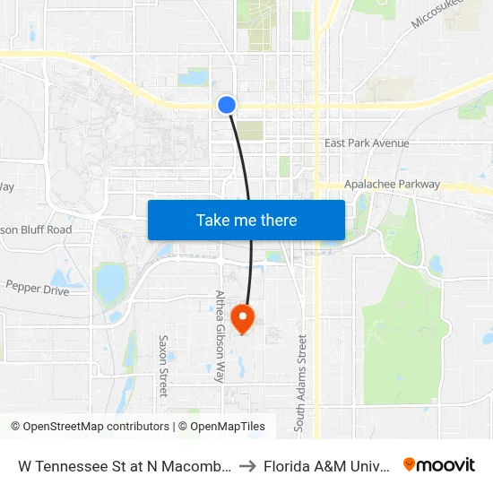 W Tennessee St at N Macomb St Wb to Florida A&M University map