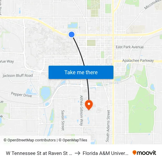 W Tennessee St at Raven St Wb to Florida A&M University map