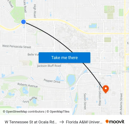 W Tennessee St at Ocala Rd Wb to Florida A&M University map