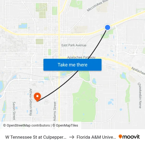 W Tennessee St at Culpepper Dr Eb to Florida A&M University map
