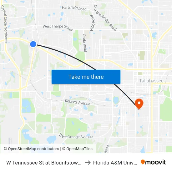 W Tennessee St at Blountstown St Wb to Florida A&M University map