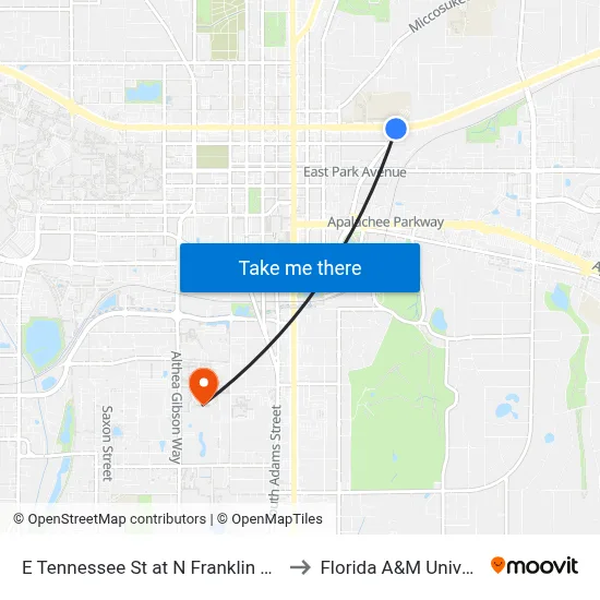 E Tennessee St at N Franklin Blvd Eb to Florida A&M University map