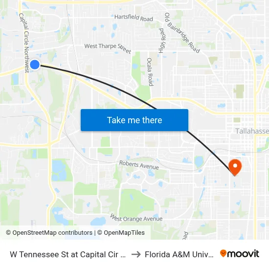 W Tennessee St at Capital Cir NW Wb to Florida A&M University map