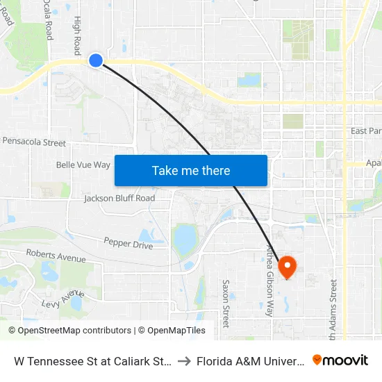 W Tennessee St at Caliark St Wb to Florida A&M University map