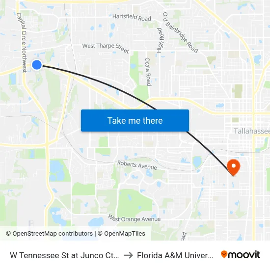 W Tennessee St at Junco Ct Eb to Florida A&M University map