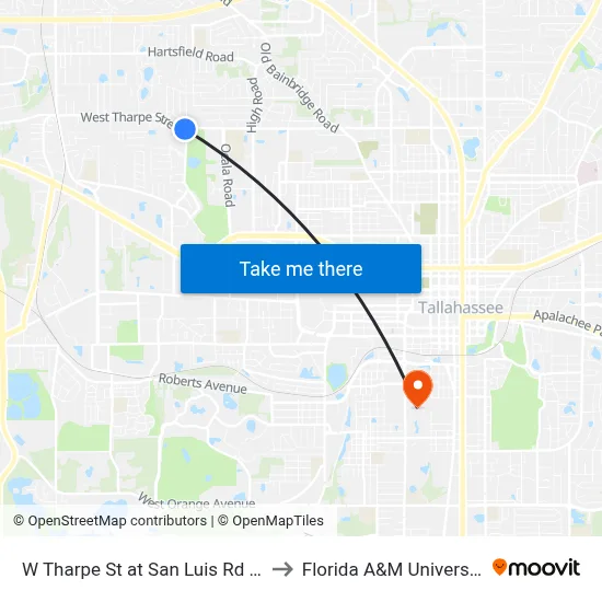 W Tharpe St at San Luis Rd Eb to Florida A&M University map