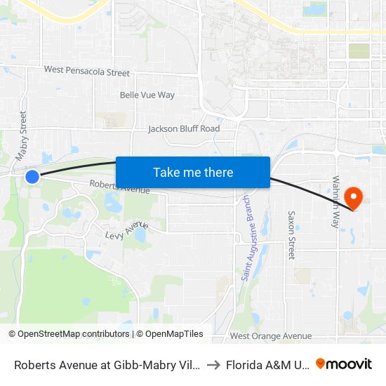 Roberts Avenue at Gibb-Mabry Village Apartments to Florida A&M University map