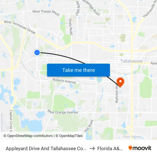Appleyard Drive And Tallahassee Community College Crosswalk to Florida A&M University map