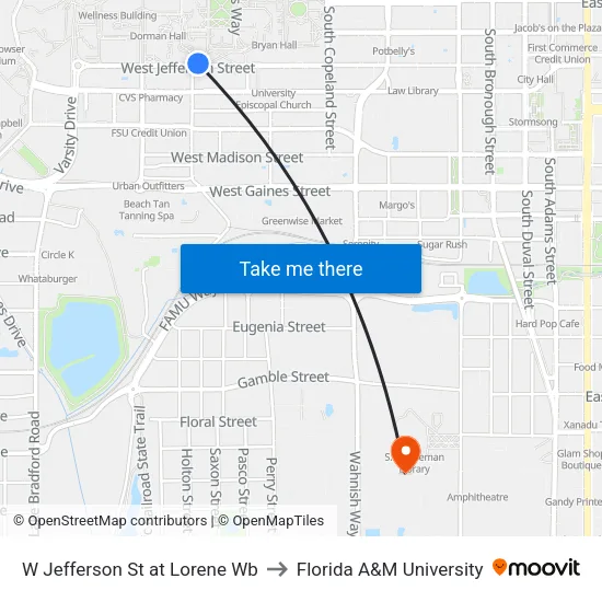 W Jefferson St at Lorene Wb to Florida A&M University map