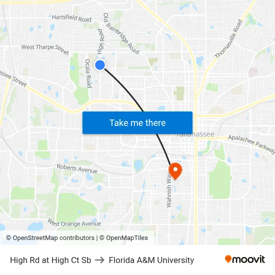 High Rd at High Ct Sb to Florida A&M University map