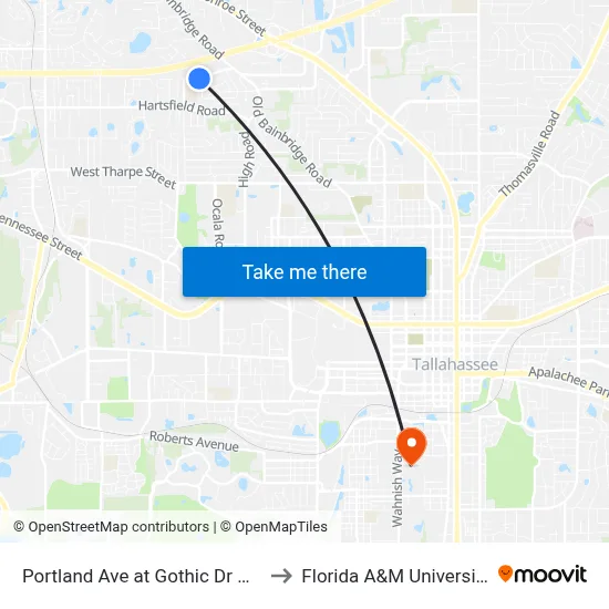 Portland Ave at Gothic Dr Wb to Florida A&M University map