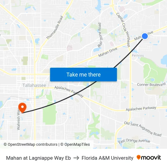 Mahan at Lagniappe Way Eb to Florida A&M University map