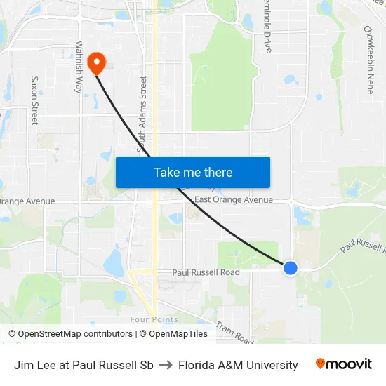 Jim Lee at Paul Russell Sb to Florida A&M University map