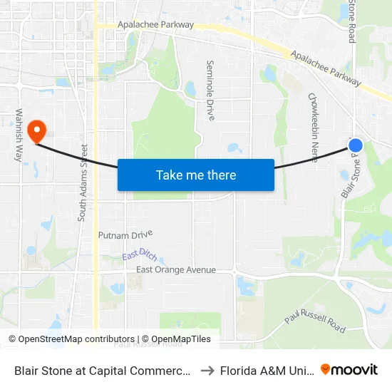 Blair Stone at Capital Commerce Center Nb to Florida A&M University map