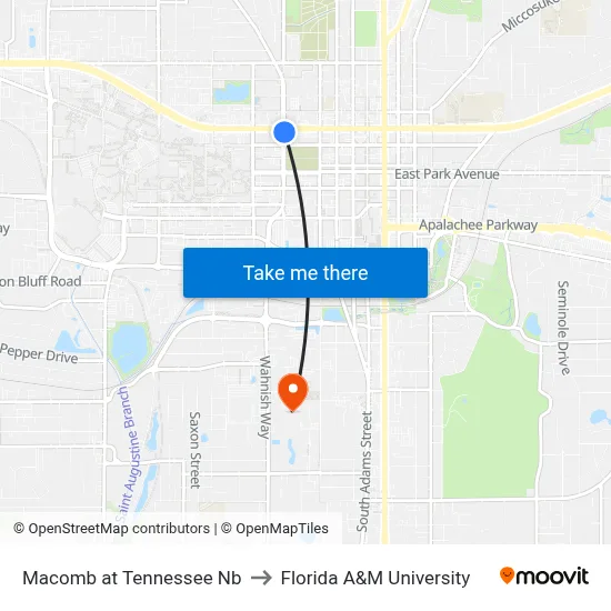 Macomb at Tennessee Nb to Florida A&M University map