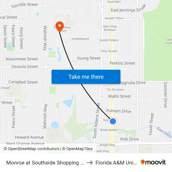 Monroe at Southside Shopping Center Nb to Florida A&M University map